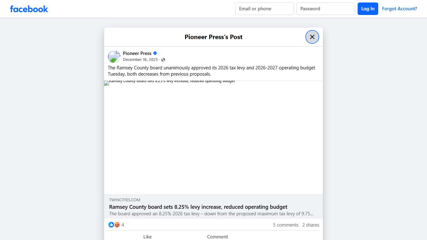 Pioneer Press - The Ramsey County board unanimously... | Facebook